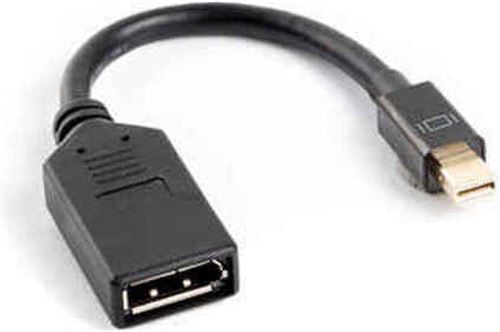 lanberg AD 0003 BK Adaptateur Mini DisplayPort 1.2 (Mini DP) vers connecteur displayport Femelle avec câble, 10 cm Noir