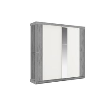 Armoire Adalrik 2 Portes Coulissantes Avec Miroir L231cm Gris Et Blanc Achat Prix Fnac