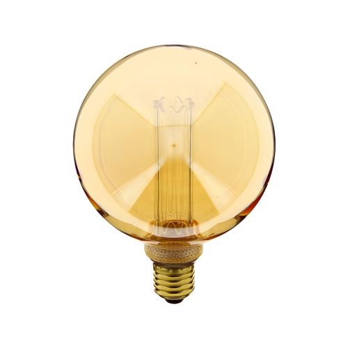 Ampoule LED déco Hologramme Globe (G125) au verre ambré, culot E27, 4W cons., 200 lumens, lumière blanc chaud