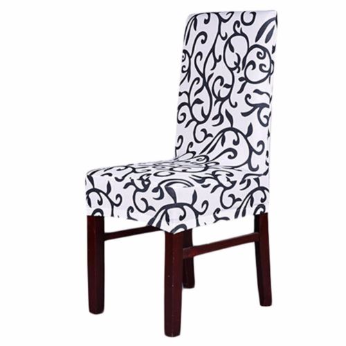Simple et stylé Housse de chaise Blanc+Noir