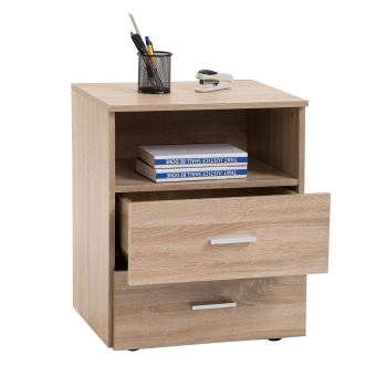 Table De Chevet Merkur Table De Nuit Casier Avec 2 Tiroirs 1 Niche