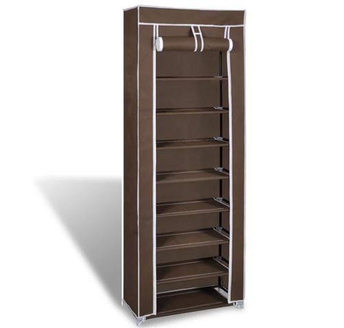Armoires chaussure étagère 20 paires tissu marron