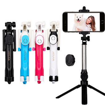 Perche Selfie avec Trepied pour SAMSUNG Galaxy S4 Mini Smartphone Bluetooth Sans Fil Selfie Stick Android IOS Reglable Telecomma (NOIR) - 1
