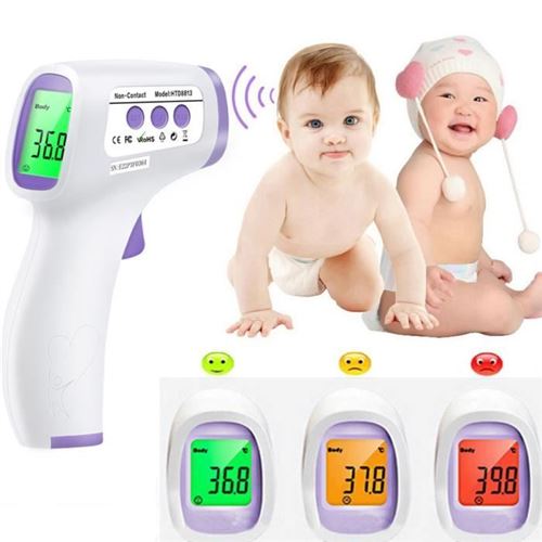 Thermomètre frontal infrarouge sans contact rétroéclairage tricolore de haute précision blanc