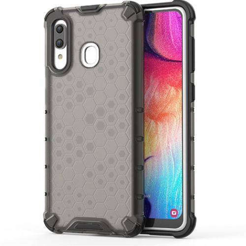 Coque en TPU hybride d'amortisseur de nid d'abeilles noir pour votre Samsung Galaxy A30/A20