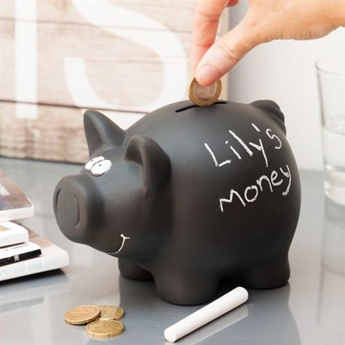 Totalcadeau Multi Tirelire En Ardoise En Forme De Cochon 1 Craie, 1 Clé