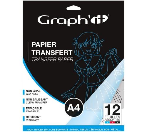 Papier transfert Graph'it - Noir, Rouge et Bleu - A4 - 12 feuilles