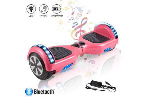 Hoverboard 6,5 pouces Tout-Terrain Auto-équilibrant Bluetooth LED -sac de Transport et Télécommande-Rose