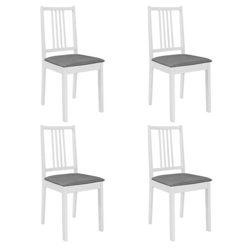 vidaXL Chaises à manger avec coussins lot de 4 blanc bois solide