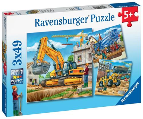 Ravensburger Puzzle - Véhicules de construction, 3X49 pièces