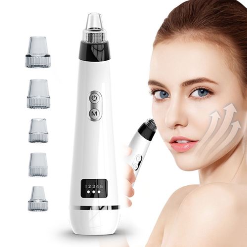 Nettoyeur de points noirs avec 5 têtes échangeables & 5 niveaux d'Aspiration (Blanc)