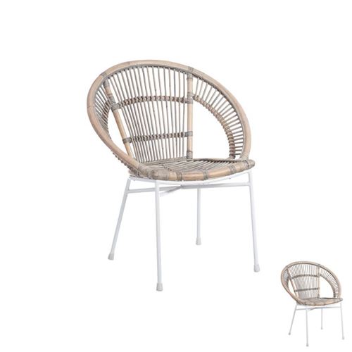 Duo de chaises Métal/Rotin - TANAR