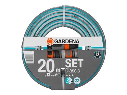 Gardena 18008-20 Classic Tuyau 13 Mm 1/2 Douane 20 M Avec Eléments Du Système Multicolore