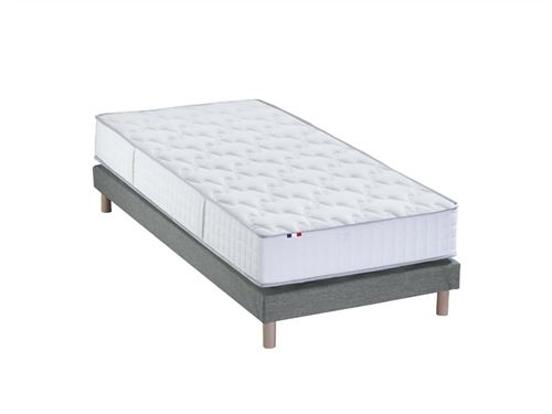 Ensemble matelas ressort m&eacute;moire forme sommier noir 90x190