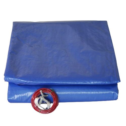 Bâche piscine ronde - diamètre 420 cm pour piscine de 360 cm de diamètre - couleur bleue et verte - 140g/m2 - filet d'écoulement
