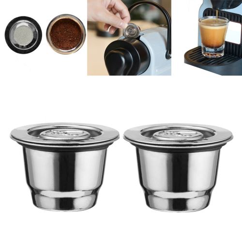 filtre à café expresso à capsule de café avec couvercles en papier daluminium auto-adhésifs pour machines à café Nespresso Dosettes réutilisables en acier inoxydable 