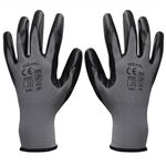 vidaXL Gants de travail en nitrile 24 Paires Gris et Noir taille 9/L