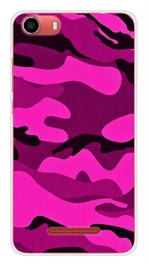 Coque en silicone imprimée compatible Wiko Lenny 2 Camouflage rose