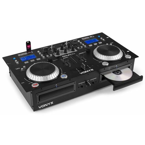 Vonyx CDJ500 Station DJ - Table de mixage compacte - 2 lecteurs CD / Bluetooth / 2x USB / 2 canaux - 200W - noir