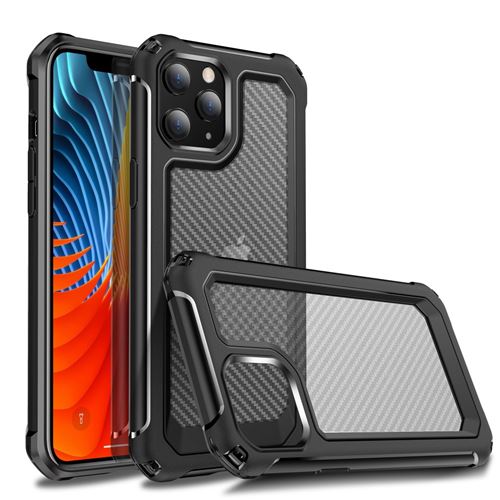 Coque en TPU combinaison de texture en fibre de carbone noir pour votre Apple iPhone 12 Pro Max 6.7 pouces