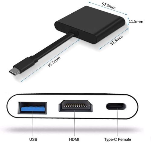 sur USB 3.1 Type-C Adaptateur HDMI 4K, USB-C numérique AV Adaptateur multiport 3 en 1 Hub pour Pro 2017, Samsung S8 / S9, Huawei P20 Plus - Câbles USB - Achat & prix | fnac