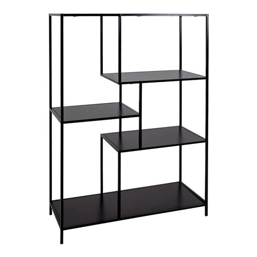 HARALD - Etagère Multi-Rangement Acier et Bois Noir