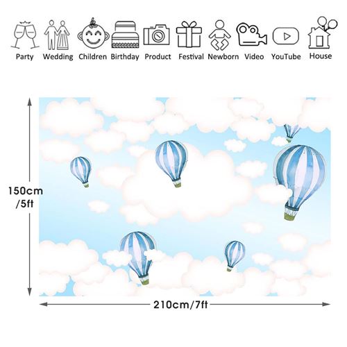Enfants de fête d'anniversaire et décors de nuages ​​Version horizontale 2.1 * 1.5m