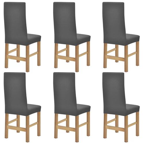 vidaXL Stoelhoezen stretch polyester ribstof grijs 6 st