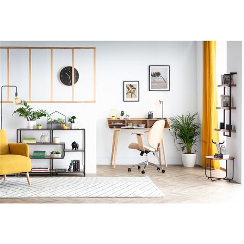 Chaise De Bureau Design Blanc Et Bois Clair Yorke Achat Prix Fnac