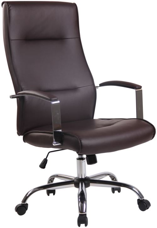 Fauteuil de bureau Portland en Similicuir avec Accoudoirs - Réglable en Hauteur et Pivotant - Piètement métal chromé - Couleur Marron