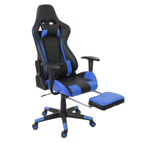 Chaise de bureau MENDLER HWC-D25 XXL, capacité 150kg, similicuir noir/bleu