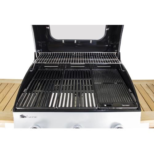 Barbecue à gaz SAHARA 13.5KW 3 brûleurs inox Grille fonte Barbecue à gaz SAHARA 13.5KW 3 brûleurs inox Grille fonte
