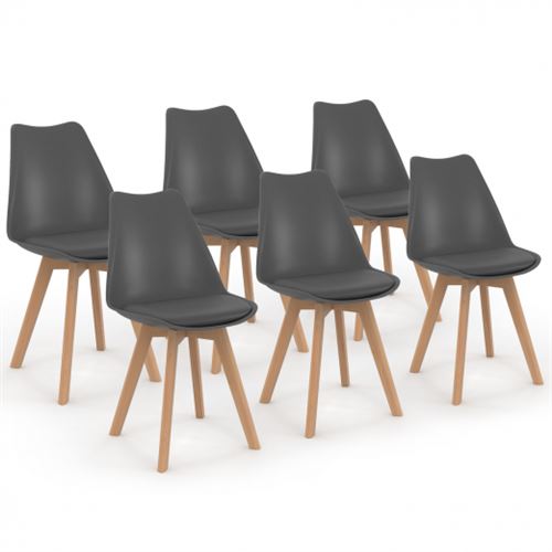 Lot de 6 chaises SARA gris foncé pour salle à manger