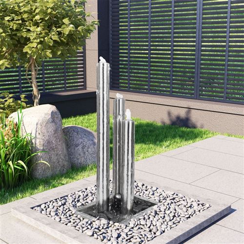 VidaXL Fontaine de jardin en acier inoxydable Argent&eacute; 48 x 34 x 88 cm
