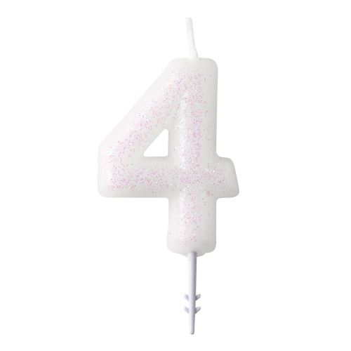 Amscan bougie à gâteau paillettes numéro 4 cire 6,5 cm blanc
