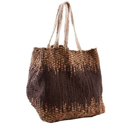 Aubry Gaspard - Sac de rangement en jute et cuir marron