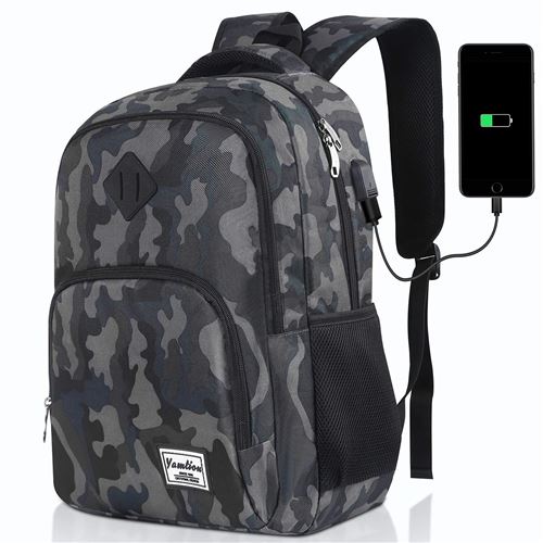 YAMTION Sac a Dos Ordinateur Portable 17.3 Pouces Homme Femme avec USB Charging Port pour Université d'affaires 35L (15,6 Pouces,