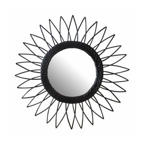 Miroir en rotin noir D 50 cm