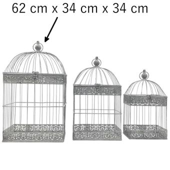 Grande Cage Oiseaux Gris Porte Plante Bougie Carré 62 Cm X
