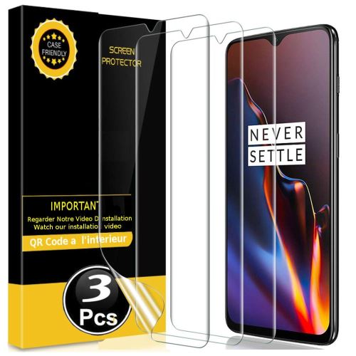Protection écran pour OnePlus 6T - [3 Pièces] [Couverture Totale] [Sans Bulles] [Protege les Bords] [Transparent]