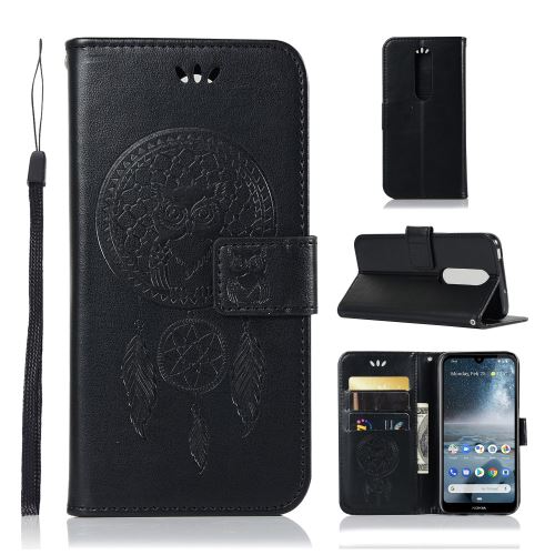 Etui en PU attrape-rêves hibou noir pour votre Nokia 4.2