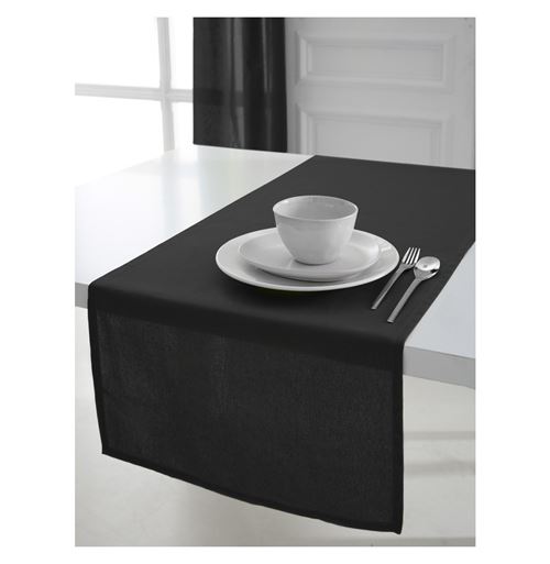 Chemin de table coton 50 x 150 cm - Noir - Linge de table