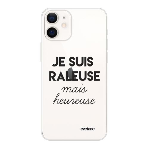 Coque pour iPhone 12 mini souple transparente Raleuse Mais Heureuse Motif Ecriture Tendance [Evetane®]