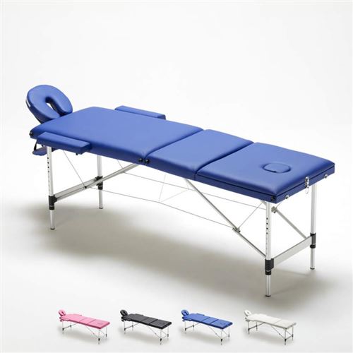 Bodyline - Health and Massage - Table de massage portable pliante en aluminium à 3 zones 210 cm Thai, Couleur: Bleu