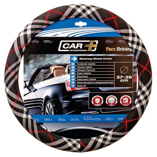 Car Plus Couvre volant Brittish universel PVC noir 37-39 cm