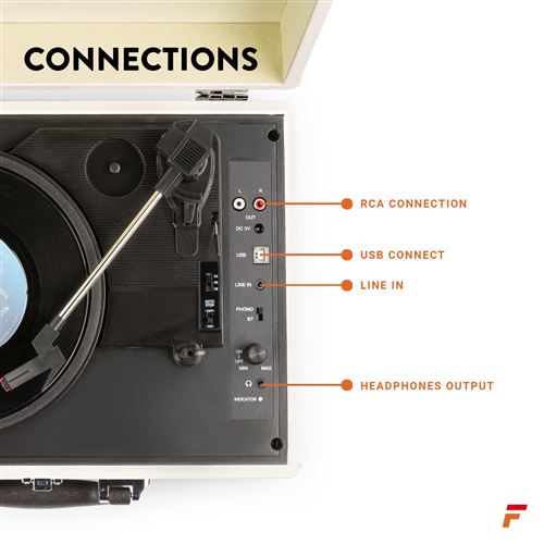 Platine vinyle Fenton RP115F – Platine vinyle vintage Bluetooth pour disques  33, 45 et 78 tours - Brun, avec haut-parleurs intégrés