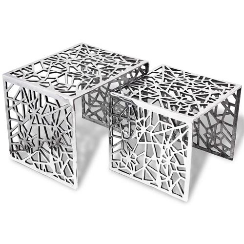 VidaXL 2 pièces Tables d'appoint carré en aluminium Argenté