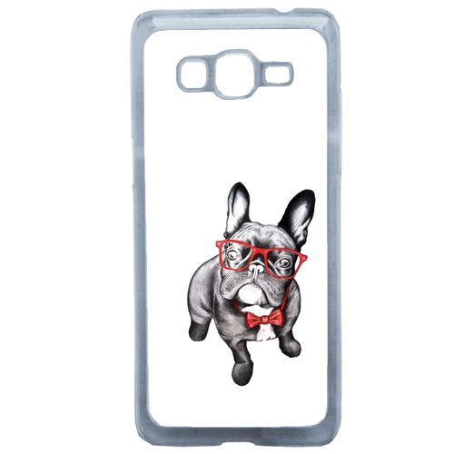 Coque Bulldog Français À Lunettes Compatible Samsung Grand Prime Transparent