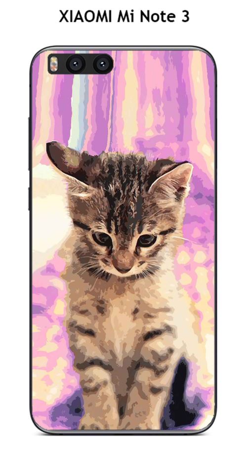 Coque XIAOMI Mi Note 3 design Chat tigré fond rose