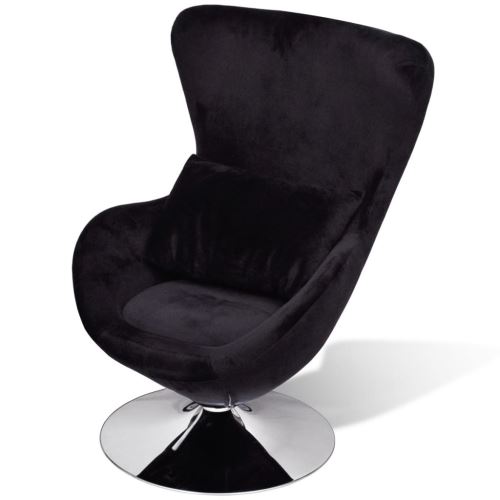 Meelady Fauteuil en Forme d’œuf Fauteuils de Salon Rotation de 360 Degrés Noir 64 x 64 x 86 cm (l x P x H)